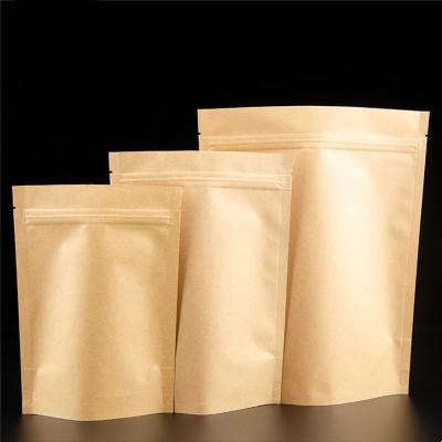 China Stand Ziplock Recyclable Custom Resealable Pouch Kraft Paper Tea Coffee Snack Packaging Bag For Food With Window for sale