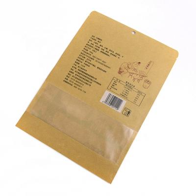 China Wholesale Disposable Customize Logo Environmentally Friendly Heat Sealed Food Kraft Paper Packaging Bag With Hanging Hole for sale