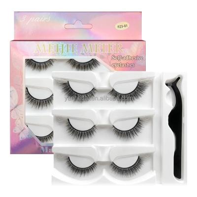 China Wholesale Waterproof Thick Mink Lashes Set Self-Adhesive Faux 3d Mink Lashes With Tweezer Eye Lashesh de Faux for sale