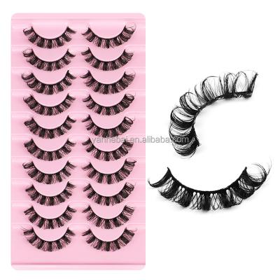 China Wholesale 25mm Convenient 10 Pairs Pack 3D Eyelash D Double Density Loop Band Silk Russian Lashes for sale