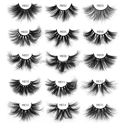 China Wholesale Custom Thick Real Mink Hair 3D Mink Eyelashes 5D Mink Full Strip Lashes With 25MM Private Label for sale