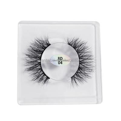 China Thick Wholesale Hand Create Your Own Brand Mink Strip Lashes 8D Private Label Mink Eyelashes for sale