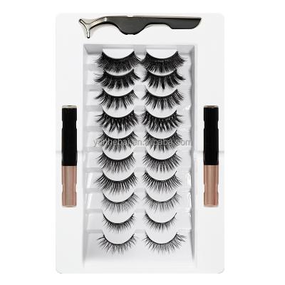 China Wholesale Natural Soft 10 Pairs Female Double Eyeliner Mixes False Eyelashes False Eyelashes Comfortable Sets for sale