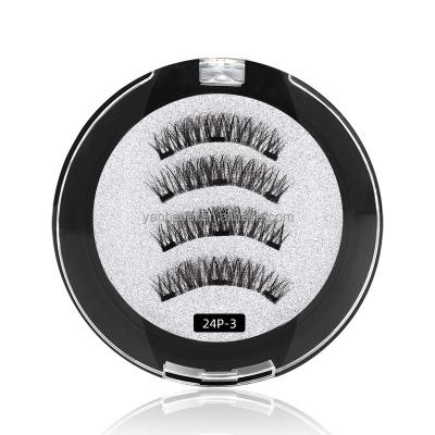 China 3D Magnetic Fluffy False Eyelashes High Quality Thick Magnet Glueless Eyelashes 4 Exquisite Magnetic Eyelashes Boxed Magnets for sale