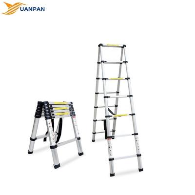 China Portable Folding Ladders 14 Steps Platform Ladder 2m Aluminum Alloy Telescopic Double Sides Extendable Ladder for sale