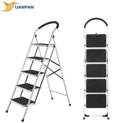 China Folding Ladders 5 Step White Color Ladder Design Flange Car Ladder Outdoor Attic Staircase for sale