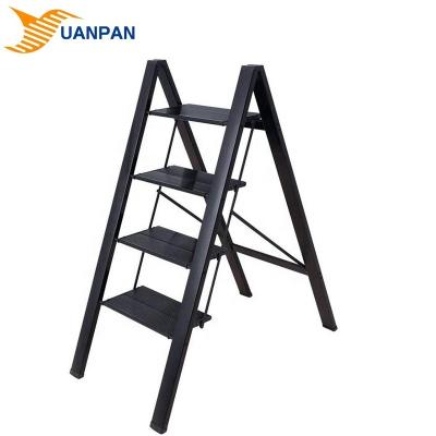 China Folding Ladders 4 Steps Folding Ladder Universal Black Aluminum Scaffolding Lightweight Spray Ladder for sale