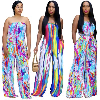 China Summer antibacterial fashion gorgeous strapless plus size women casual dye tying one-piece pants for sale