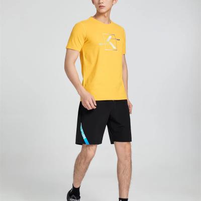 China Custom Running Sports T-shirts Sweat-Wicking Polyester Men's Anti-Shrink OEM Casual Slim Fit Yellow T-shirts Athleisure for sale