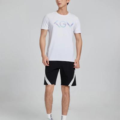 China Wholesale Sport Mens Anti-shrink Quick Dry T-shirt Manufacturer Guanghzou Sports Fit Letter Printed OEM Workout Shirt for sale