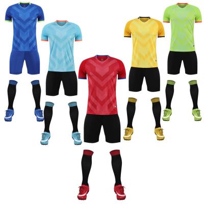 China Sets ready to ship new style football wear custom design soccer jersey sublimation soccer jerseys full set soccer uniform kit for sale