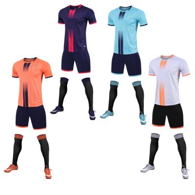 China Soccer Jersey Sets Sets Wholesale Cheap Custom Sublimated Youth Soccer Wear 2 Pcs Sports Football Uniforms for sale