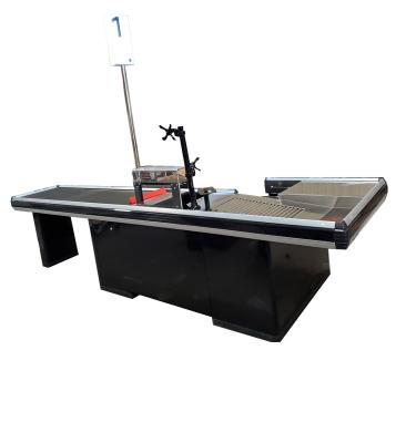 China Cold rolled steel supermarket checkout counter with Datalogic Magellan 9300i with scale for sale