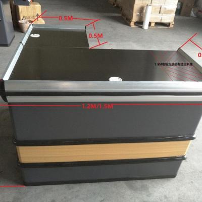 China Supermarket store cold rolled steel retail cash register checkout table for sale