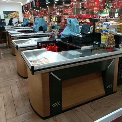 China supermarket checkout counter table design with LED light AR-035 for sale