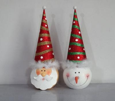 China Christmas 16HightMetal Santa Snowman Head With Glitter Christamas Home Decor for sale