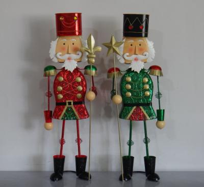 China Handwork Factory Direct Sales Christmas 24 Inch Size Metal Nutcracker Decorations for sale