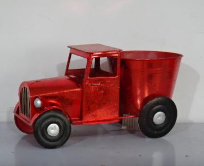 China Christmas Decoration Hot Sales 14 Inch Leigh Christmas Pick Up Truck Metal Truck With Container for sale