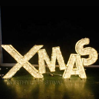 China 3D Xmas Christmas Words Lighting Outdoor Decoration Merry Christmas Holiday Light Background Shopping Mall Festival Decoration Ideas for sale