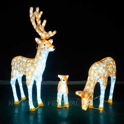 China Outdoor Decorative 3D Reindeer Christmas Reindeer Sculpture Light Decoration Led Christmas Tree Light Street Lamp for sale