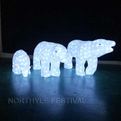 China 3D Polar Bear Sculpture Pattern Festival Fairy Lights Handmade White Acrylic Animal Light Customized Indoor Indoor Christmas Decoration for sale