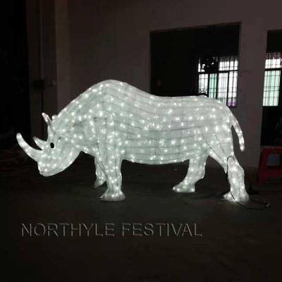 China Commercial large 3D use animal sculpture light rhino panda dinosaur dinosaur horse pattern light amusement park holiday lighting decoration for sale