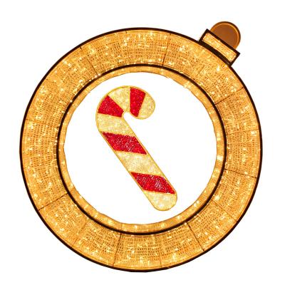 China 3D Candy Cane Pattern Light Ring Sculpture Festival Holiday Lighting PVC Christmas LED Decorations Waterproof IP65 for sale