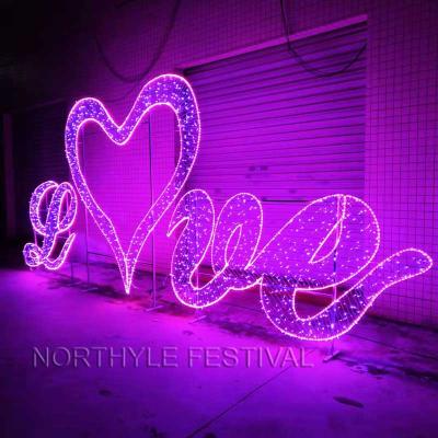 China Commercial Use 3D Love Heart Pattern Light For Wedding Decoration Fairy Lights Bright Lamp Customized Valentie Day Led Decoration Light for sale