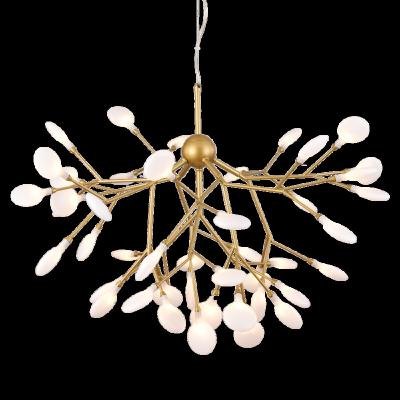 China Creative Modern Simple Firefly Drop Hanging Pendant Lamp Modern Led Black Metal Leaf Bedroom Chandelier for sale