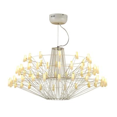 China Modern Famous Design Modern Silver Ceiling Chandelier Led Hotel Lighting Pendant Lamps Plastic Lobby Chandelier for sale