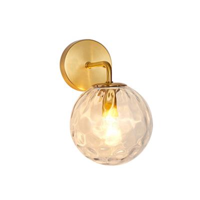 China Simple modern nordic hotel wall lamp bedside scones gold glass ball reading modern round metal wall lights for sale