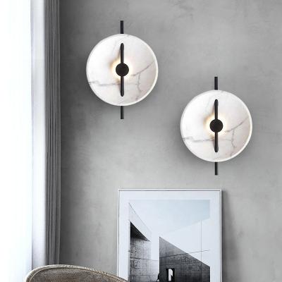 China Modern Round Wall Lamps White Black White Reading Resin Led Living Room Art Decor Hotel Sconce Mount Wall Light for sale