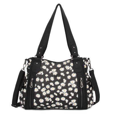 China Wholesale Fashion Spring Floral Print Large Capacity Leather Tote Bags Cross - Body Bag Handbag For Women for sale