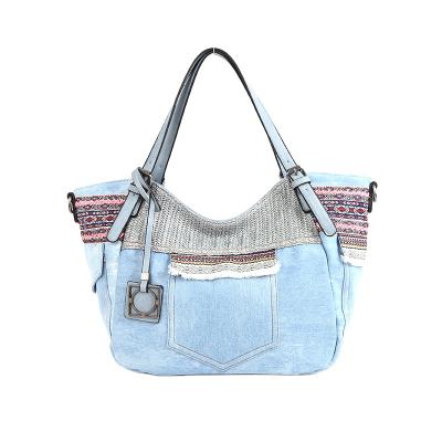 China New Fashion Angelkiss Denim Large Shopping Handbag Tote Bag Shoulder Bags Women Handbags Ladies for sale