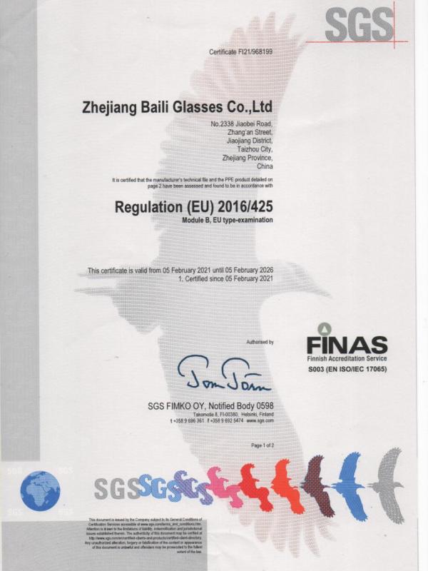 CE - Zhejiang Baili Glasses Co., Ltd.