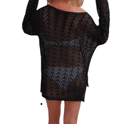 China 2022 Crochet White Knitted Beach Tunic Long Pareos Girl Plus Size Bikini Cover ups Lace See through Robe Plage Beachwear for sale