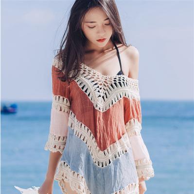 China Beach Tunic Interwoven Baggy Vacation Robe Bikini Cover Up Suntan Women's Maxi Long Beach Casual Sexy Dress for sale