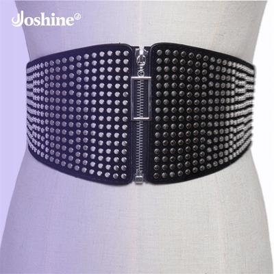 China New Designer Punk Personality Pu Black Chic Antibacterial Waistband Elastic Waist Corset for sale