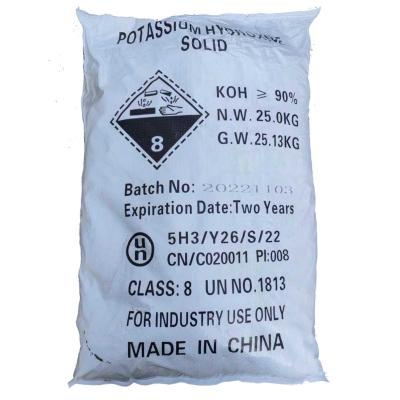 China 90% CAS Kaliumhydroxid-Flocken 1310-58-3 25tons pro Behälter 20feet zu verkaufen