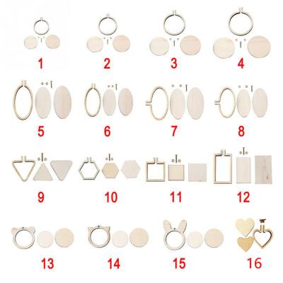 China Cheap DIY Craft Pendant Mini Wood Embroidery Hoops Ring Cross Stitch Frame Necklace Small Earrings for sale