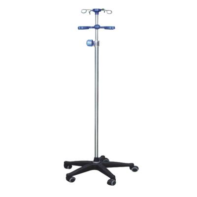 China FJ-12 Hospital Five Casters Plastic Base Four I.V Hook I.V Pole Mount Hospital Drip Rack for sale