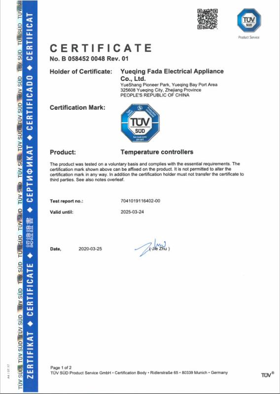 TUV mark - Yueqing Fada Electric Appliance Co., Ltd.