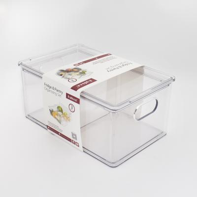 China Sustainable 3PK Storage Bins With Lids Clear Plastic Bins Stackable Storage Containers For Organization for sale