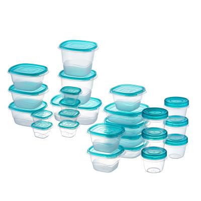 China 50 Pieces Kitchen Food Storage Box Clear Plastic Container Set Viable Take Alongs Food Storage Container for sale