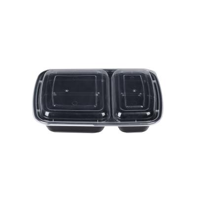 China Food Packaging BPA Free 2 Compartment Bento Lunch Box Reusable Plastic Meal Prep Durable Food Containers for sale