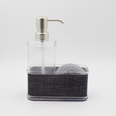 China Luxury Soap Dispenser Kitchen Pump Bottle with Storage Compartment Scrubbers and Brushes for sale