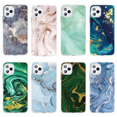 China Colorful Green Blue Gradient Design Marble Anti-drop Shock Proof IMD Smooth TPU Case For iPhone 8/7/Se for sale