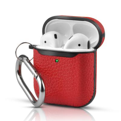 China For Airpods Luxury For Airpods Case PU Leather PC Leather Cover Skin Shockproof Cover For Airpods 1 & 2 Universal With Key Chain for sale