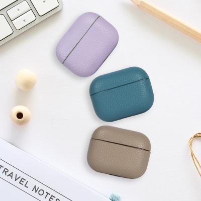 China Super Quality Custom Genuine Leather Anti-lost For Airpods Case Full Leather Cover For Airpods Pro Case for sale