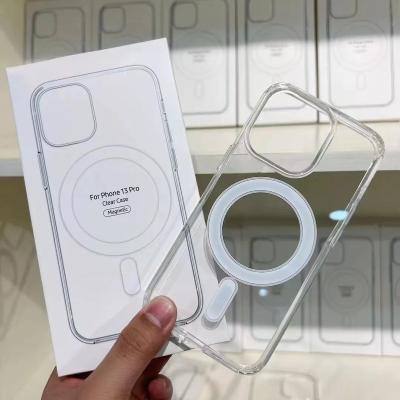 China Original Quality Magsafing Magnetic Wireless Charging Transparent Clear Shockproof Phone Case Shockproof For iPhone 14 pro 13 12 11 max for sale